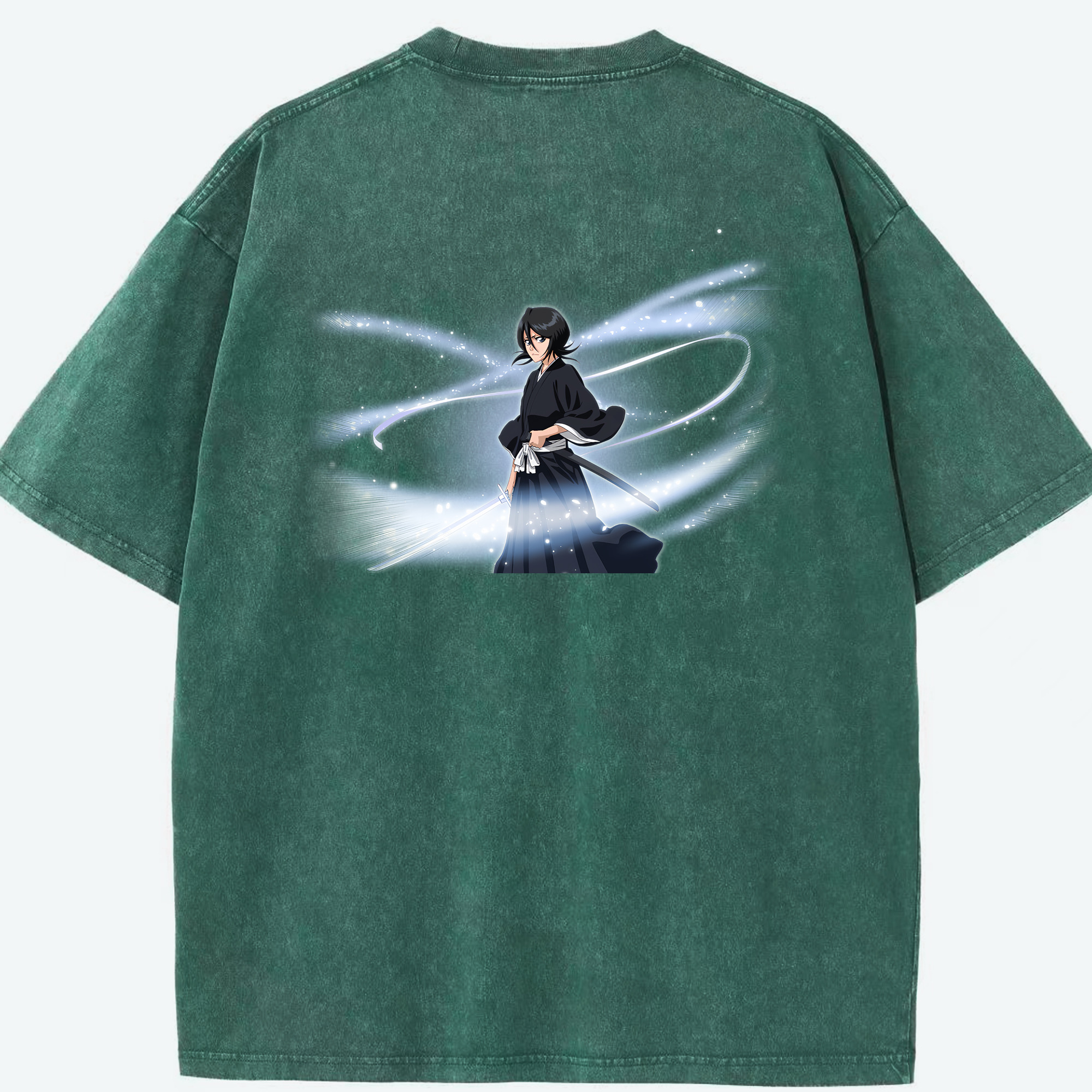 （画像用） ブリーチ 朽木ルキア BLEACH Kuchiki Rukia 綿100% ヴィンテージ風 半袖Tシャツ（背面プリント）